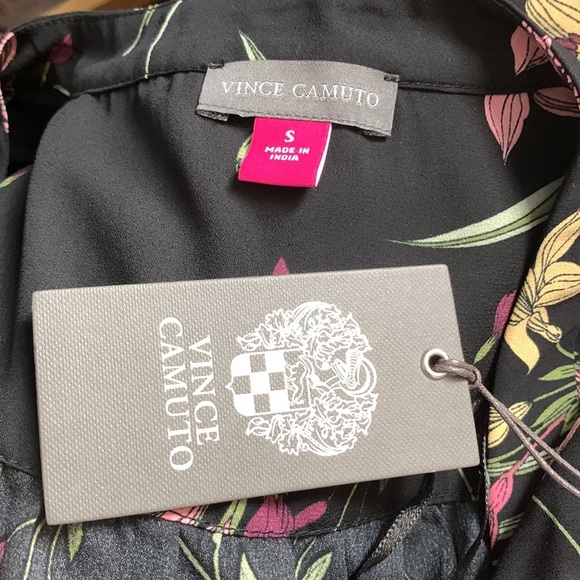 VINCE CAMUTO Floral Black Soirée Sleeveless Top - Picture 5 of 6